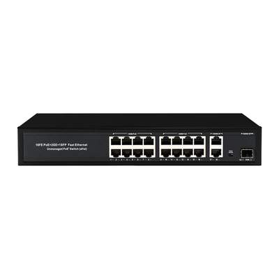 16 portów Gigabit Poe Switch Przełącznik sieciowy światłowodowy Rozszerzony 250m 300W