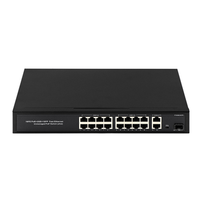 16 portów Gigabit Poe Switch Przełącznik sieciowy światłowodowy Rozszerzony 250m 300W