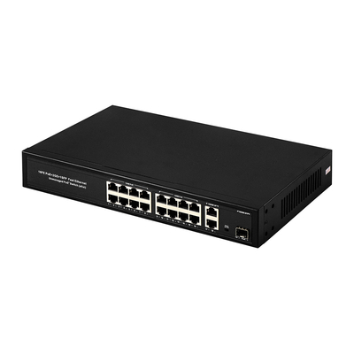 16 portów Gigabit Poe Switch Przełącznik sieciowy światłowodowy Rozszerzony 250m 300W