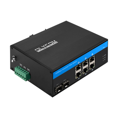 8 portów szybki Ethernet przełącznik sieci przemysłowej niezarządzany SFP Fiber Din Rail zamontowany CE