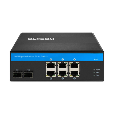 8 portów szybki Ethernet przełącznik sieci przemysłowej niezarządzany SFP Fiber Din Rail zamontowany CE