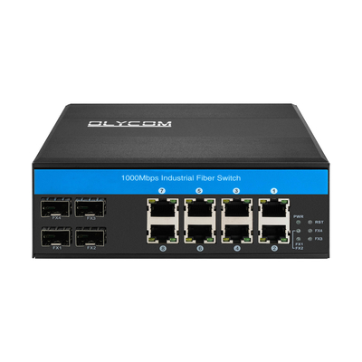 12 portów Przemysłowy przełącznik Ethernet Din Przełącznik sieciowy 4SFP+8RJ45 DC12-52V Podwójne zasilanie