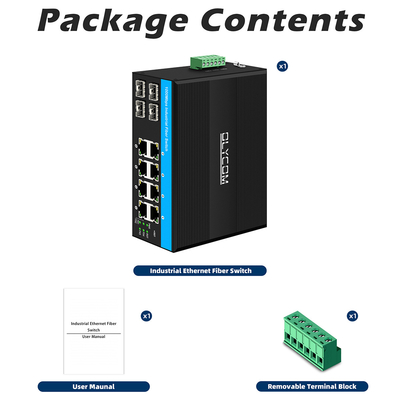 12 portów Przemysłowy przełącznik Ethernet Din Przełącznik sieciowy 4SFP+8RJ45 DC12-52V Podwójne zasilanie