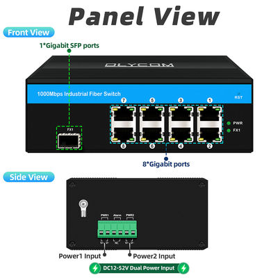 8 portów przełącznik Gigabit Przemysłowy przełącznik Ethernet IP40