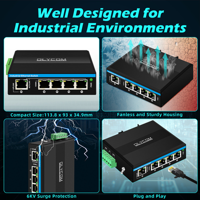 5 portów przełącznik Gigabit E-Mard Certified Industrial Ethernet Switch