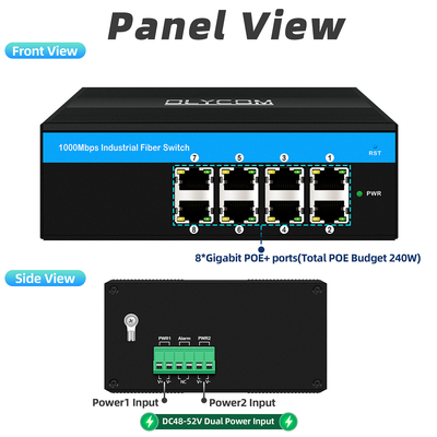 8-port Poe Switch E-Mark Gigabit Industrial Ethernet Switch IP40 do użytku na zewnątrz