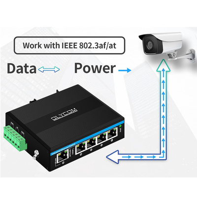 Przełącznik PoE zasilany energią słoneczną lub bateryjną, 4 porty Gigabit Ethernet, podwójne wejście 12V/24V/48VDC, CE