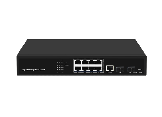 Gigabit 8 porty POE przełącznik zarządzany Ethernet przełącznik światłowodowy 120W AC100-240V wejście