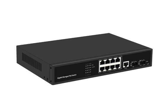 Gigabit 8 porty POE przełącznik zarządzany Ethernet przełącznik światłowodowy 120W AC100-240V wejście