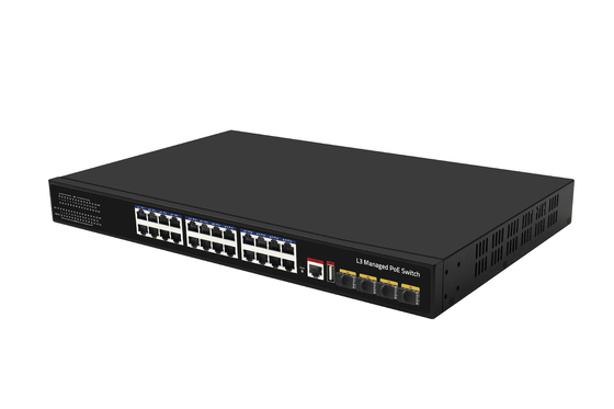 Przełącznik PoE 10G 24 portowy L3 Zarządzany Ethernet Fiber Switch 400W 4*10G Porty światłowodowe + 24*RJ45 Porty POE