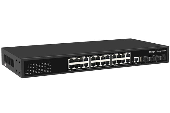 Cena fabryczna przełącznika 10G, 24 porty Ethernet, przełącznik światłowodowy, biurkowy, zarządzalny warstwa 3, przełącznik sieciowy, AC100-240V, 1U Rack