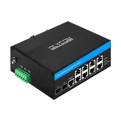 8-portowy zarządzalny przemysłowy przełącznik PoE Gigabit SFP światłowód 240W Active PoE DC48V DIN Rail
