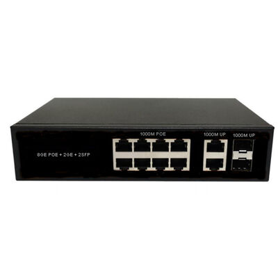 8 portów światłowodowy przełącznik PoE Gigabit SFP/RJ45 Uplinks AC220V 120W/150W Budget Fanless
