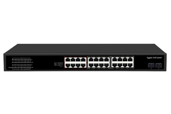 24 Port Gigabit PoE Switch 1U Type Unmanaged 1G Ethernet 300W Budget Fanless