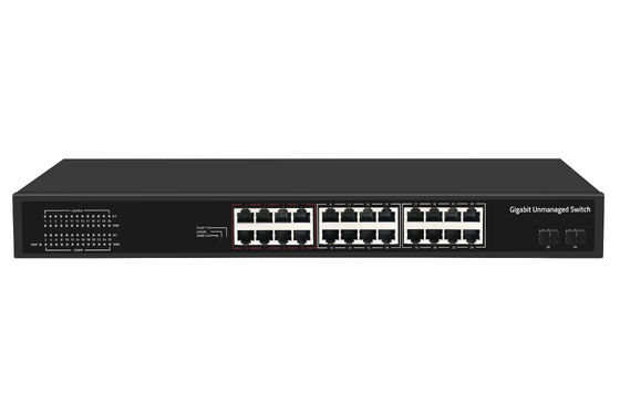 24 porty Gigabit Fiber Network Switch Niezarządzane inteligentne VLAN & Rozszerzenie trybu AC