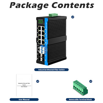 Przemysłowy przełącznik światłowodowy z 4 portami 10G SFP+ i 8 portami 10/100/1000Mbps PoE do trudnych warunków