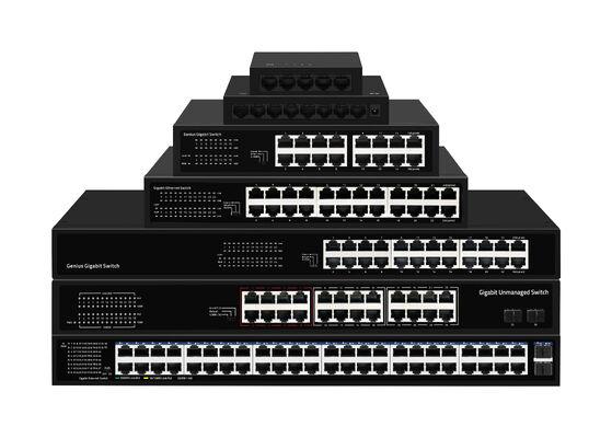 24 porty PoE Switch 2.5G Włókno Gigabit Ethernet 300W Budżet 15.4W/30W Niezarządzane CE