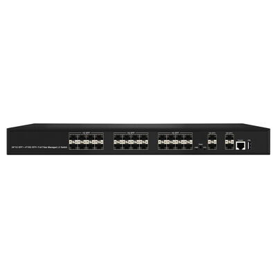 28-port 10G SFP+ zarządzany przełącznik światłowodowy L2/L3 z SNMP VLAN QoS dla sieci ISP centrum danych