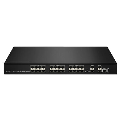 28-port 10G SFP+ zarządzany przełącznik światłowodowy L2/L3 z SNMP VLAN QoS dla sieci ISP centrum danych