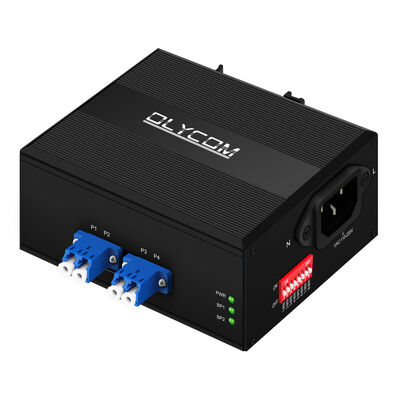 Dual-Power Fiber Bypass Switch Module With DIP Smart Delay Feature AC/DC Input DIN Rail