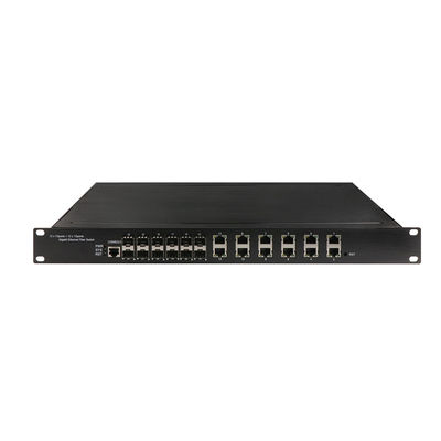 12SFP Fibre 12UTP Porty Przemysłowy zarządzany przełącznik Ethernet 1U Rack