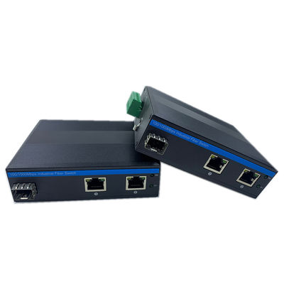 Przemysłowy niezarządzany przełącznik POE 2 porty Gigabit SFP światłowód Sieć IP40 Bez wentylatora Szyna DIN