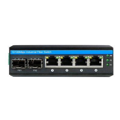 Przemysłowy niezarządzany przełącznik POE z 2 portami SFP i 4 UTP dla zgodności FCC i CE