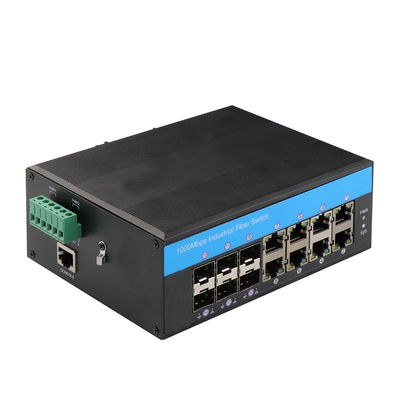 8-portowy przemysłowy zarządzalny przełącznik POE Zarządzany przełącznik światłowodowy SNMP Web Ring