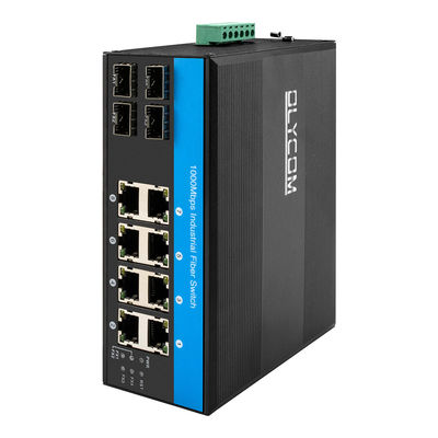 Przełącznik sieciowy o odporności na wodę 8 portów Gigabit Rugged Ethernet Switch z 4 portami światłowodowymi