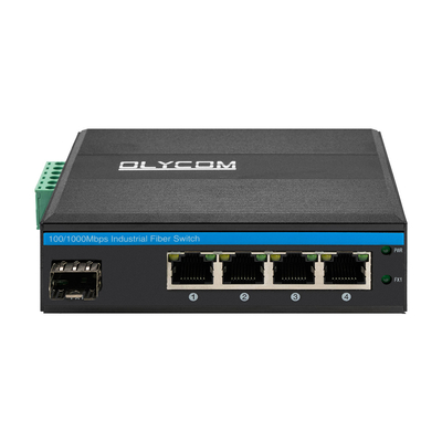 Przemysłowe montowanie DIN Rail 4 Port POE Switch z 1 Portem SFP Unmanaged Fiber Switch