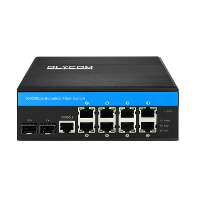 8 Port PoE Zarządzany przełącznik L2 Włóknooptyczne Zarządzane Gigabit Rugged Network DIN Rail