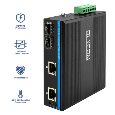 Niezarządzane 4 porty przełącznik Gigabit Ethernet Utrzymany obudowa SFP gniazda IP40 DC24V
