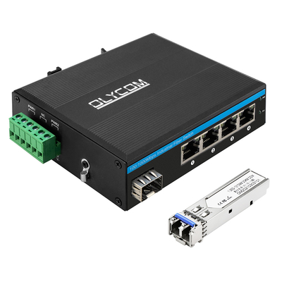 Mini 5 Port Gigabit Industrial Fiber Switch SFP Uplink Unmanaged Din Rail Typ DC12V