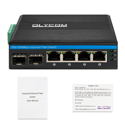 Przełącznik sieci przemysłowej 6 Port 100M/1000M Włókno nieprzebrane DIN Rail 12V 24V wejście