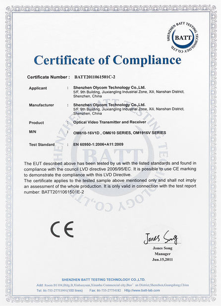 Chiny Shenzhen Olycom Technology Co., Ltd. Certyfikaty